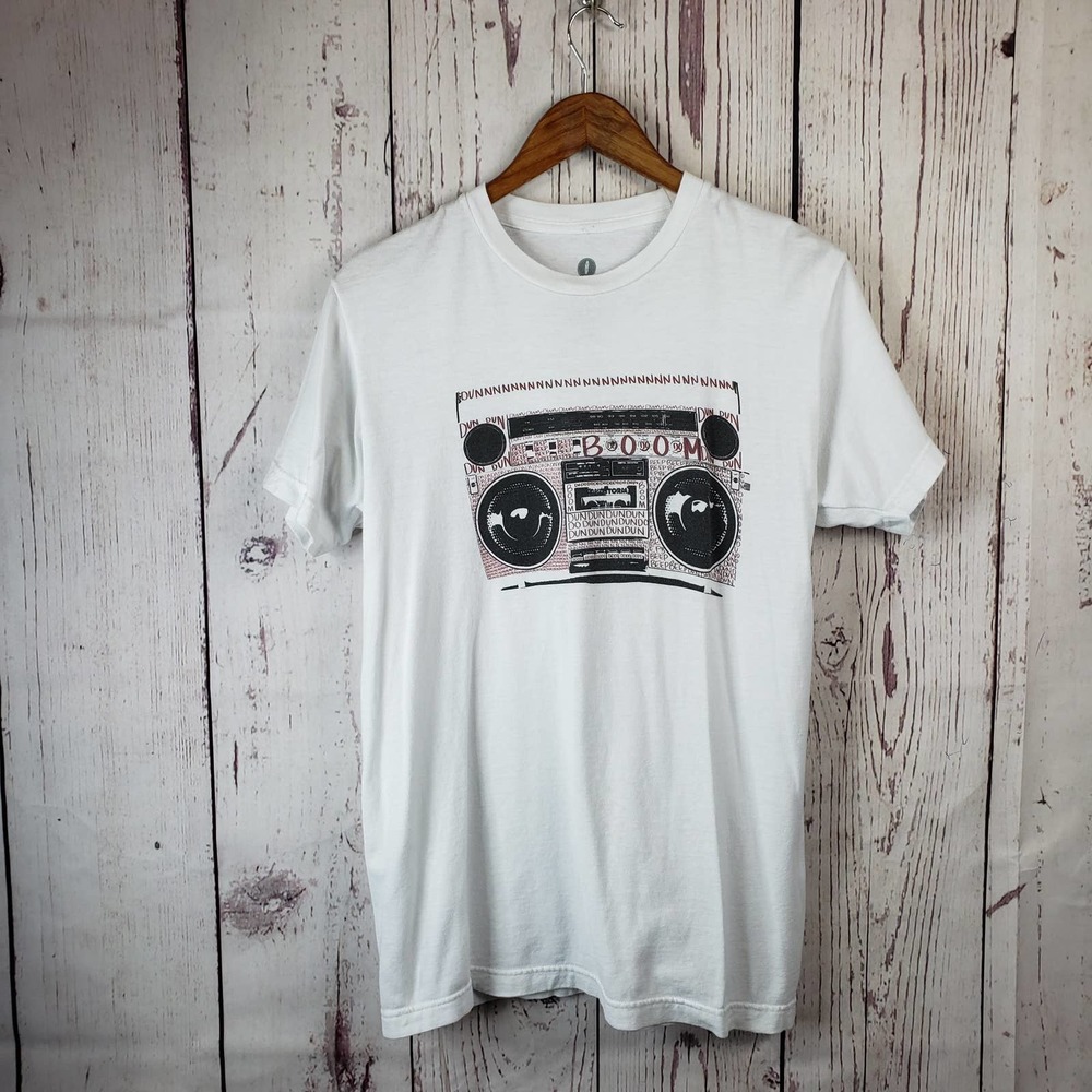 Land of Thee Boom Box Radio T Shirt Mens Size Medium Short Sleeve White
